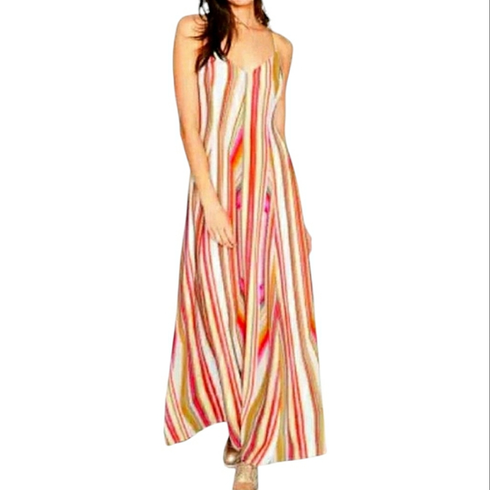 Rachel R Roy Maxi Dress Mardigras Rainbow Aztec Pride Flowy Beachy Breezy Boho
